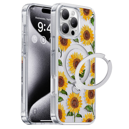 CASEKOO for iPhone 16 Pro Max Magnetic Case UV Pattern Printing Rotating Kickstand PC + TPU Phone Cover