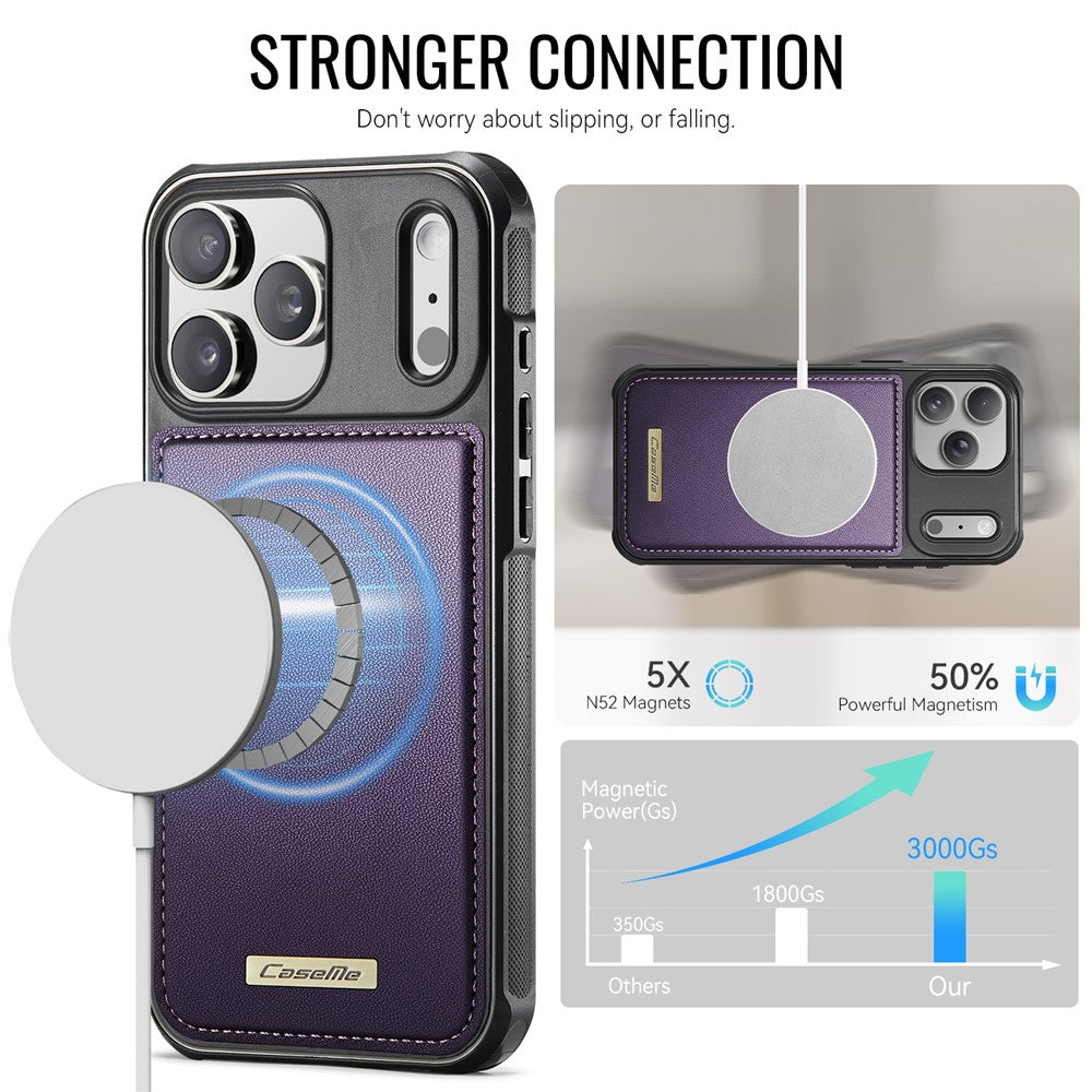 CASEME C69 Series for iPhone 17 Pro Magnetic Case Leather Coated TPU Phone Cover