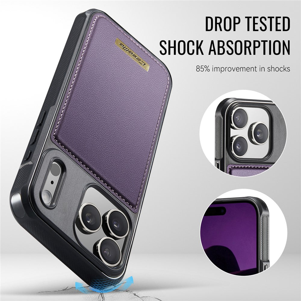 CASEME C69 Series for iPhone 17 Pro Magnetic Case Leather Coated TPU Phone Cover