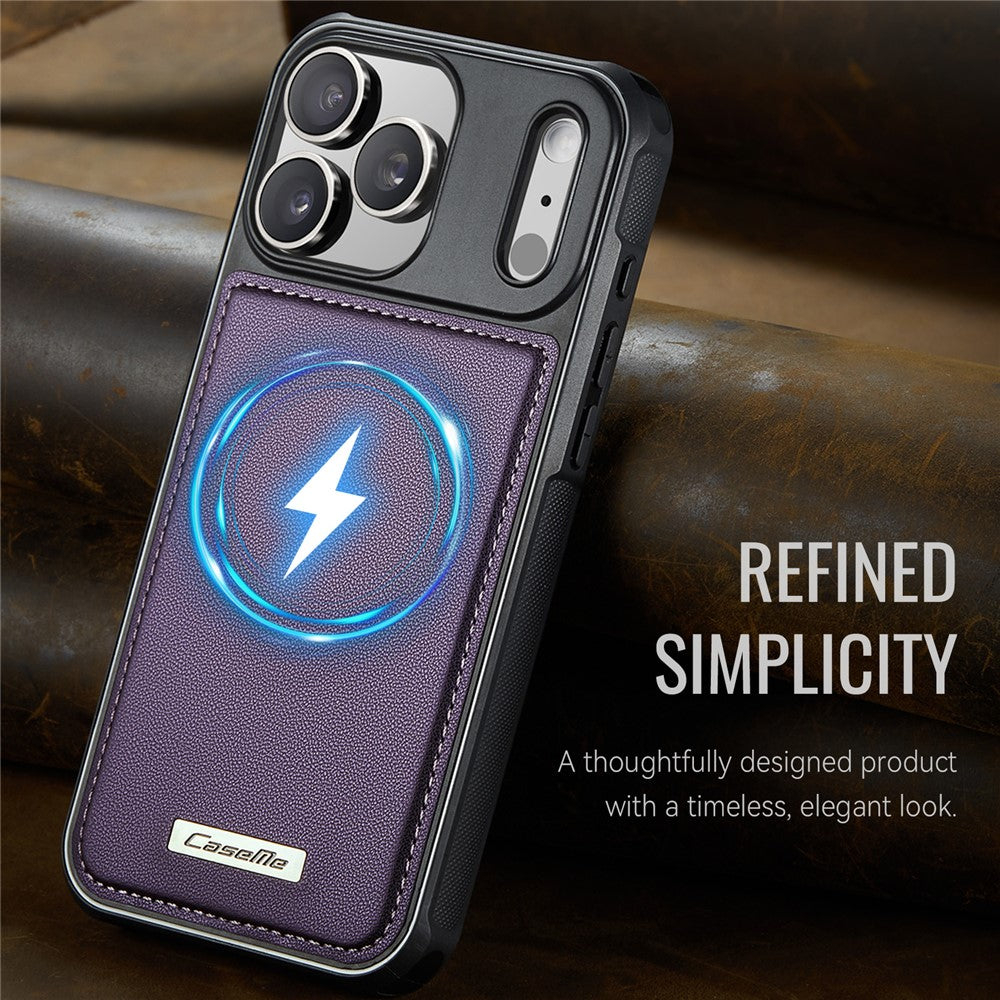CASEME C69 Series for iPhone 17 Pro Magnetic Case Leather Coated TPU Phone Cover
