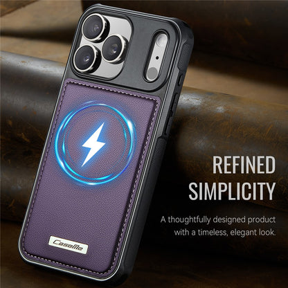 CASEME C69 Series for iPhone 17 Pro Magnetic Case Leather Coated TPU Phone Cover