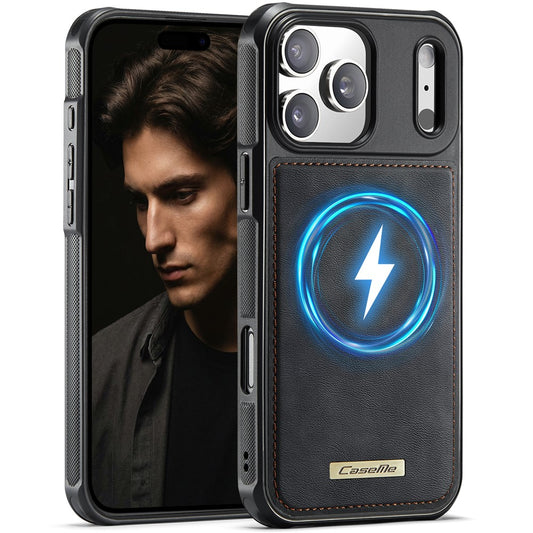 CASEME C69 Series for iPhone 17 Pro Magnetic Case Leather Coated TPU Phone Cover