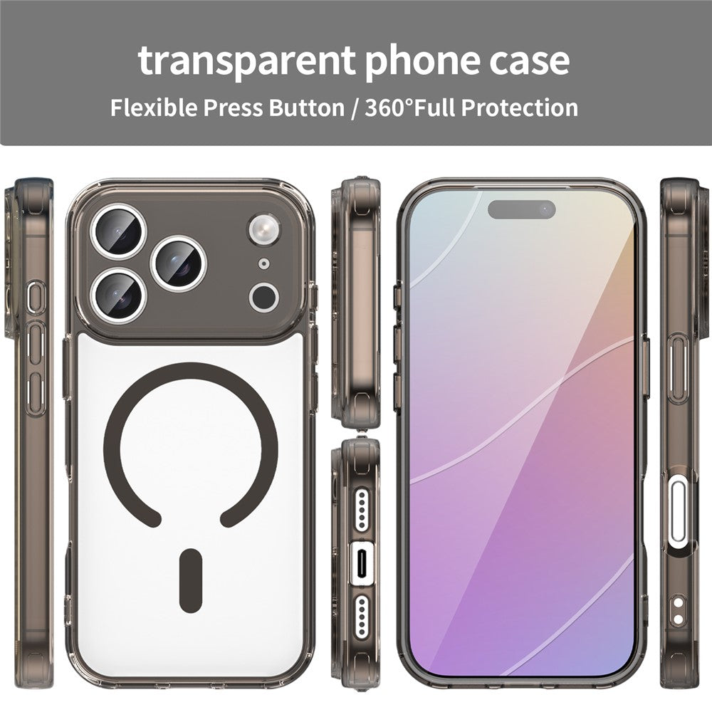 For iPhone 17 Pro Case Compatible with MagSafe Clear PC + TPU Shockproof Phone Back Cover