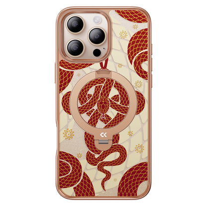 CASEKOO for iPhone 16 Pro Max Magnetic Case Snake Year Ring Holder 360° Rotating Kickstand PC + TPU Shockproof Cover