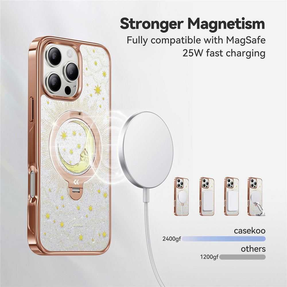 CASEKOO Tarot Series for iPhone 16 Pro Max Magnetic Case UV 3D Printing PC + TPU Phone Cover with Ring Holder Kickstand