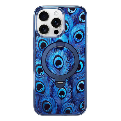 CASEKOO for iPhone 16 Pro Max Magnetic Case UV 3D Printing Rotating Ring Kickstand PC + TPU Phone Cover