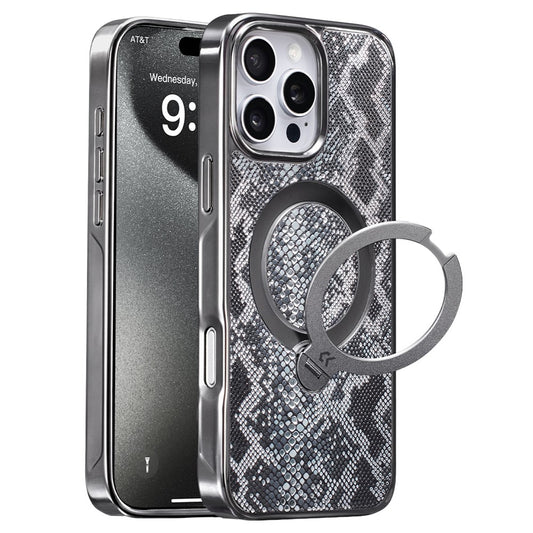 CASEKOO for iPhone 16 Pro Max Magnetic Case Ring Kickstand Shockproof PC + TPU Phone Cover