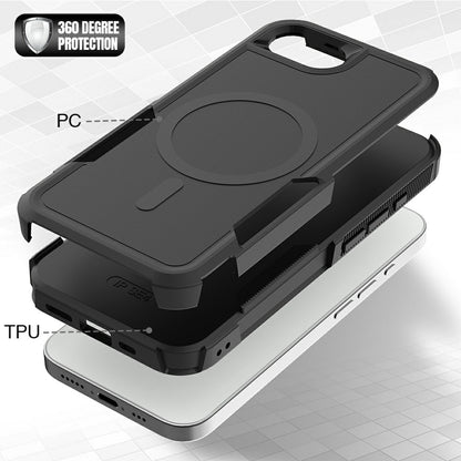 Magnetic Phone Case For iPhone 17e  /  16e Shockproof PC + TPU Cover with High-Alumina Tempered Glass Screen Protector