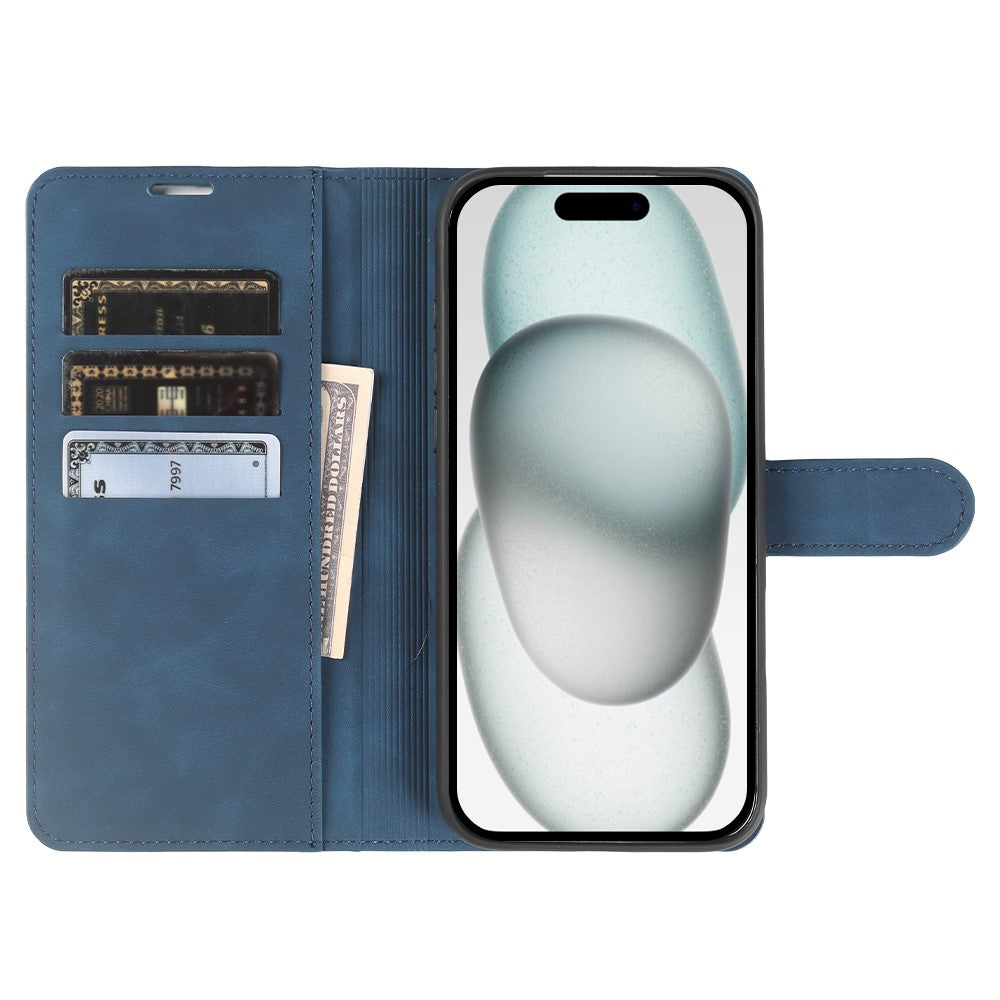 For iPhone 15 Plus Wallet Stand Case Card Slots Skin-feel TPU + PU Leather Flip Cover