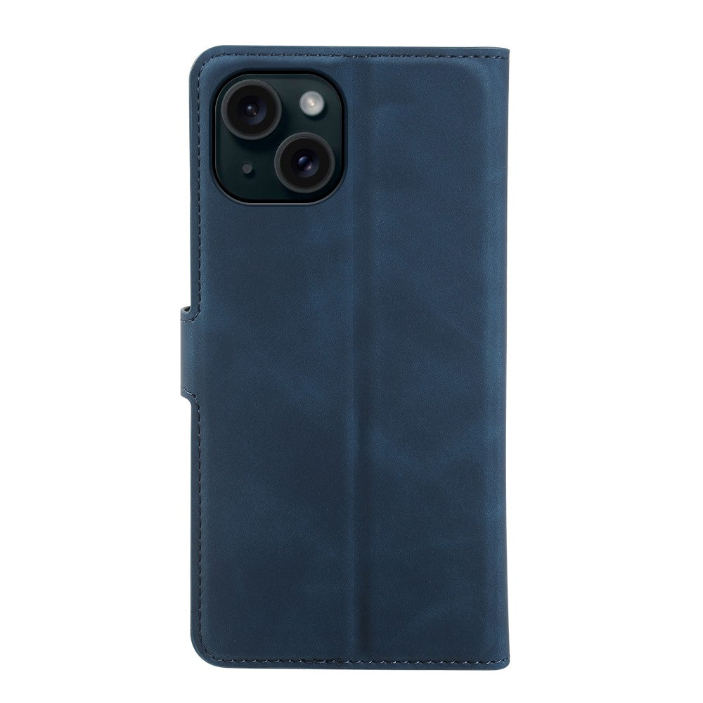 For iPhone 15 Plus Wallet Stand Case Card Slots Skin-feel TPU + PU Leather Flip Cover
