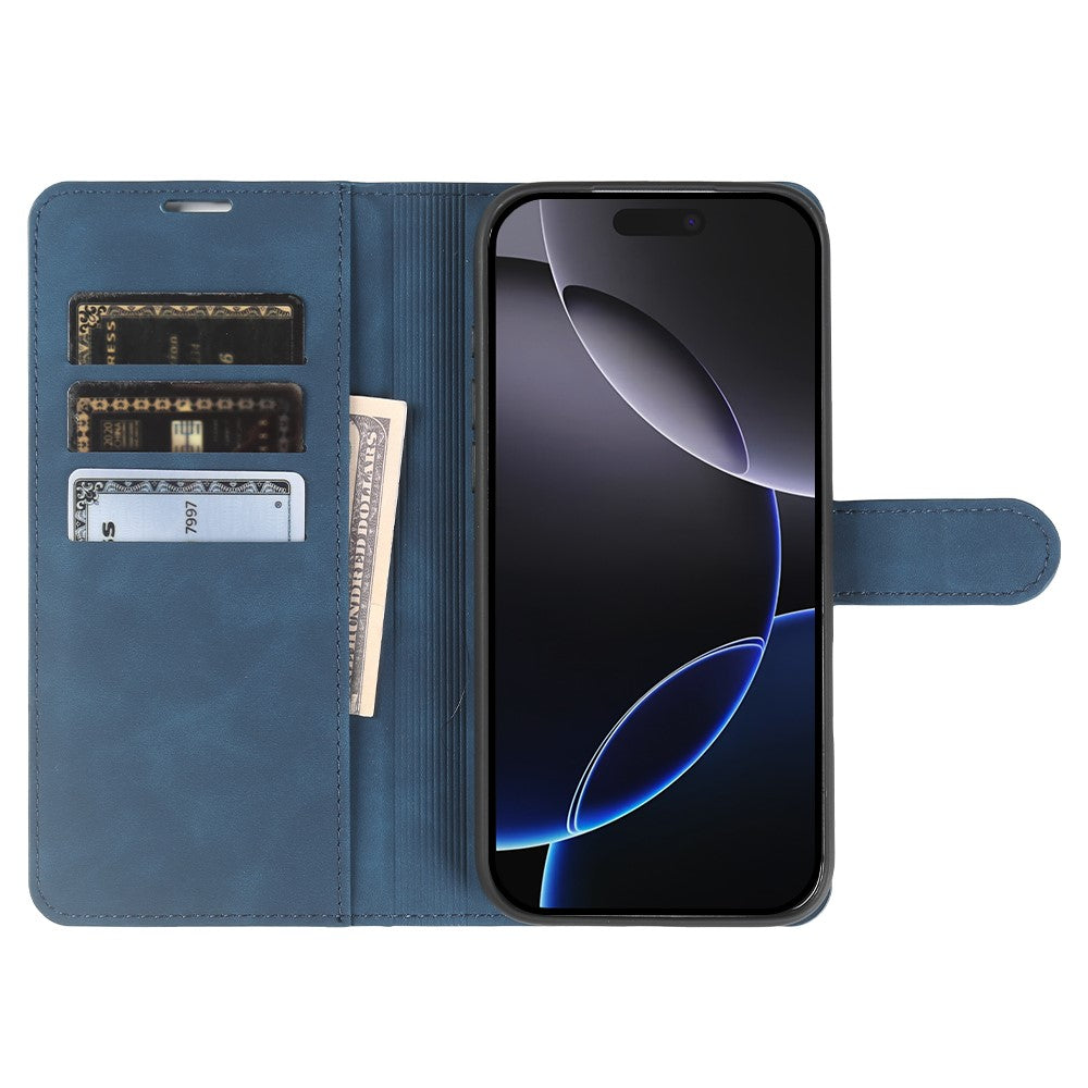 For iPhone 16 Pro Max Wallet Stand Case Card Slots Skin-feel TPU + PU Leather Flip Cover