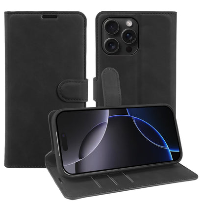 For iPhone 16 Pro Max Wallet Stand Case Card Slots Skin-feel TPU + PU Leather Flip Cover