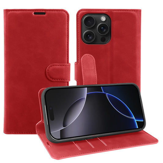 For iPhone 16 Pro Max Wallet Stand Case Card Slots Skin-feel TPU + PU Leather Flip Cover
