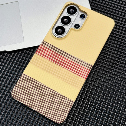 For Samsung Galaxy S26 Ultra Magnetic Case Striped Textile Pattern Skin-touch PC Cover