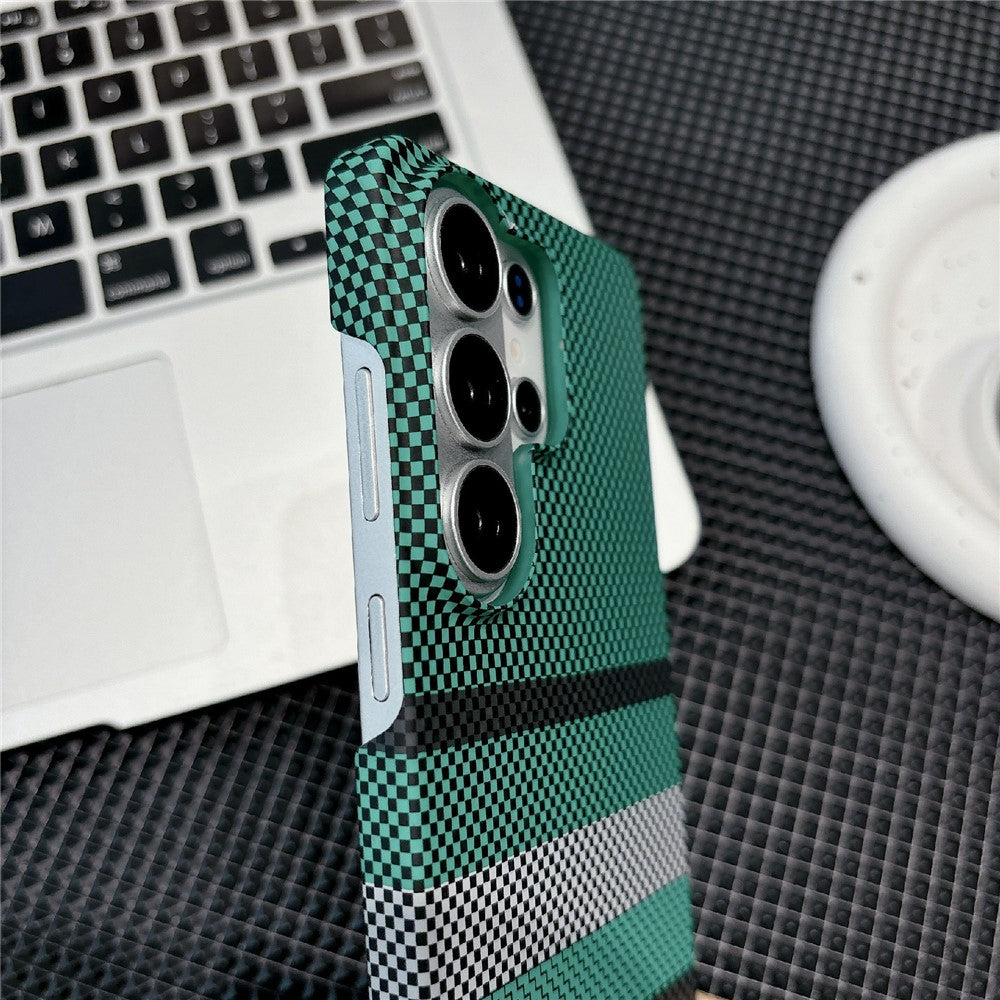 For Samsung Galaxy S26 Ultra Magnetic Case Striped Textile Pattern Skin-touch PC Cover