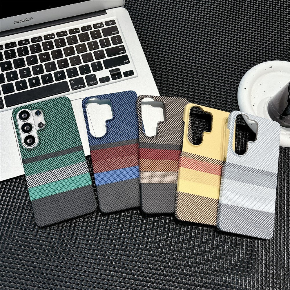 For Samsung Galaxy S26 Ultra Magnetic Case Striped Textile Pattern Skin-touch PC Cover