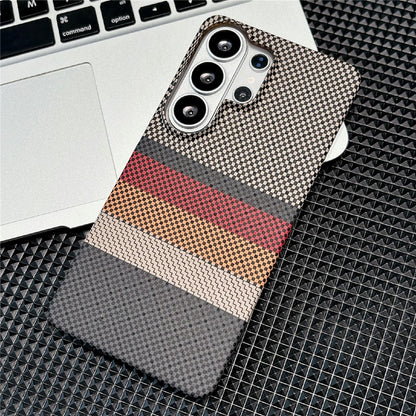 For Samsung Galaxy S26 Ultra Magnetic Case Striped Textile Pattern Skin-touch PC Cover
