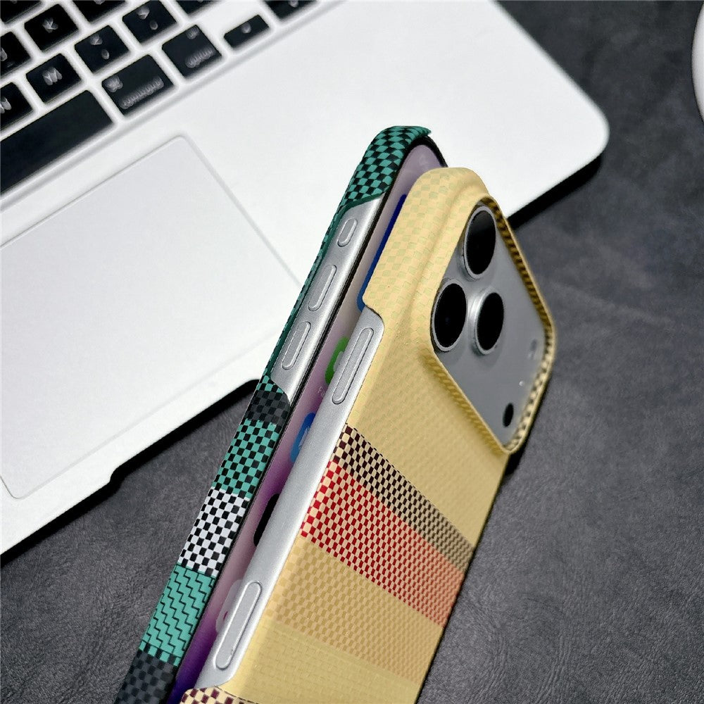 For iPhone 17 Pro Max Magnetic Case Striped Textile Pattern Skin-touch PC Cover