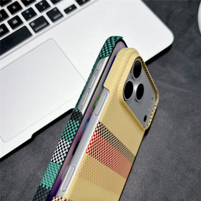 For iPhone 17 Pro Max Magnetic Case Striped Textile Pattern Skin-touch PC Cover