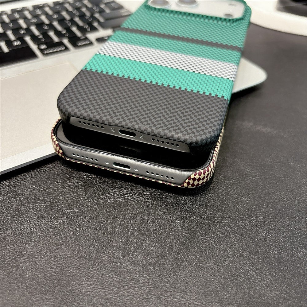 For iPhone 17 Pro Max Magnetic Case Striped Textile Pattern Skin-touch PC Cover