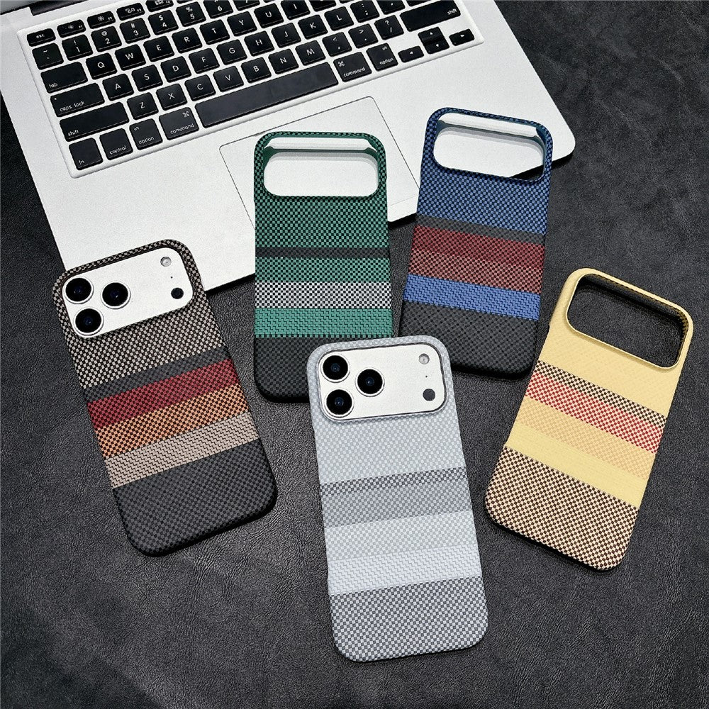 For iPhone 17 Pro Max Magnetic Case Striped Textile Pattern Skin-touch PC Cover