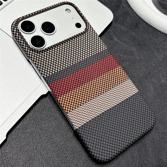 For iPhone 17 Pro Magnetic Case Striped Textile Pattern Skin-touch PC Cover