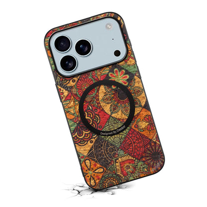 For iPhone 17 Pro Magnetic Phone Case Floral Pattern PU Leather TPU Protective Cover