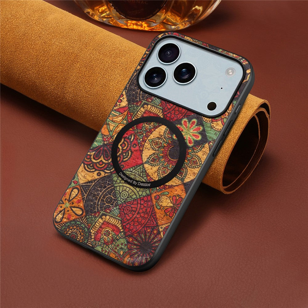 For iPhone 17 Pro Magnetic Phone Case Floral Pattern PU Leather TPU Protective Cover