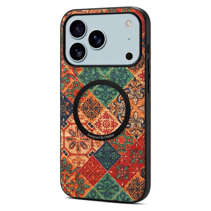 For iPhone 17 Pro Max Magnetic Phone Case Floral Pattern PU Leather TPU Protective Cover