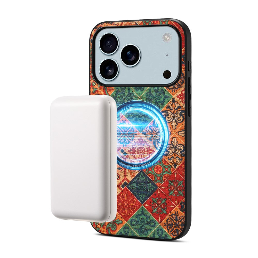 For iPhone 17 Pro Max Magnetic Phone Case Floral Pattern PU Leather TPU Protective Cover