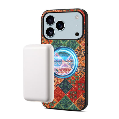 For iPhone 17 Pro Max Magnetic Phone Case Floral Pattern PU Leather TPU Protective Cover