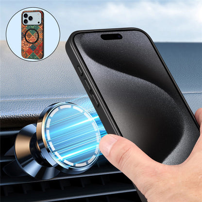 For iPhone 17 Pro Max Magnetic Phone Case Floral Pattern PU Leather TPU Protective Cover