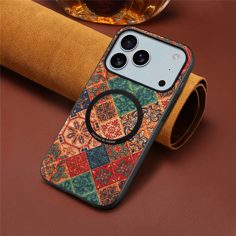 For iPhone 17 Pro Max Magnetic Phone Case Floral Pattern PU Leather TPU Protective Cover