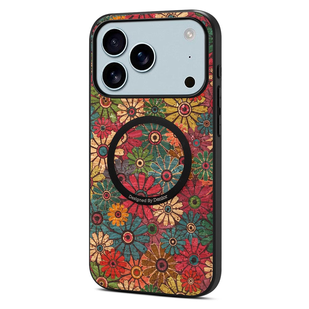 For iPhone 17 Pro Max Magnetic Phone Case Floral Pattern PU Leather TPU Protective Cover