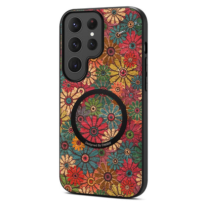 For Samsung Galaxy S26 Ultra Magnetic Phone Case Floral Pattern PU Leather TPU Protective Cover