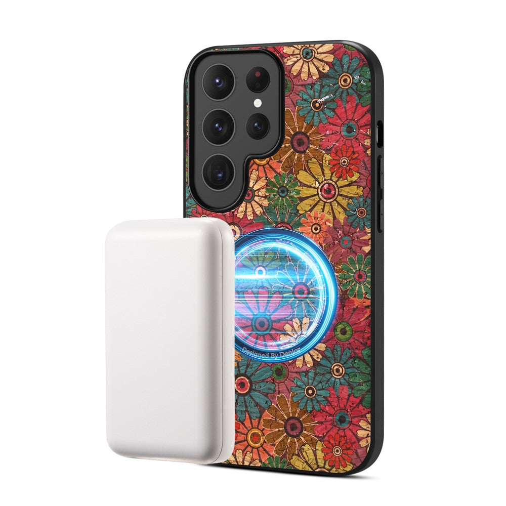 For Samsung Galaxy S26 Ultra Magnetic Phone Case Floral Pattern PU Leather TPU Protective Cover