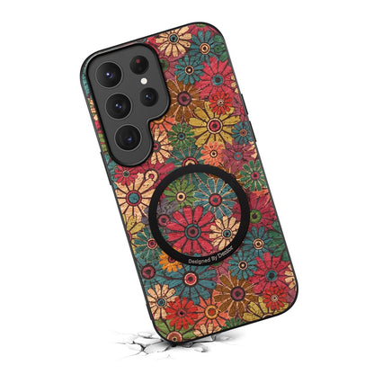 For Samsung Galaxy S26 Ultra Magnetic Phone Case Floral Pattern PU Leather TPU Protective Cover