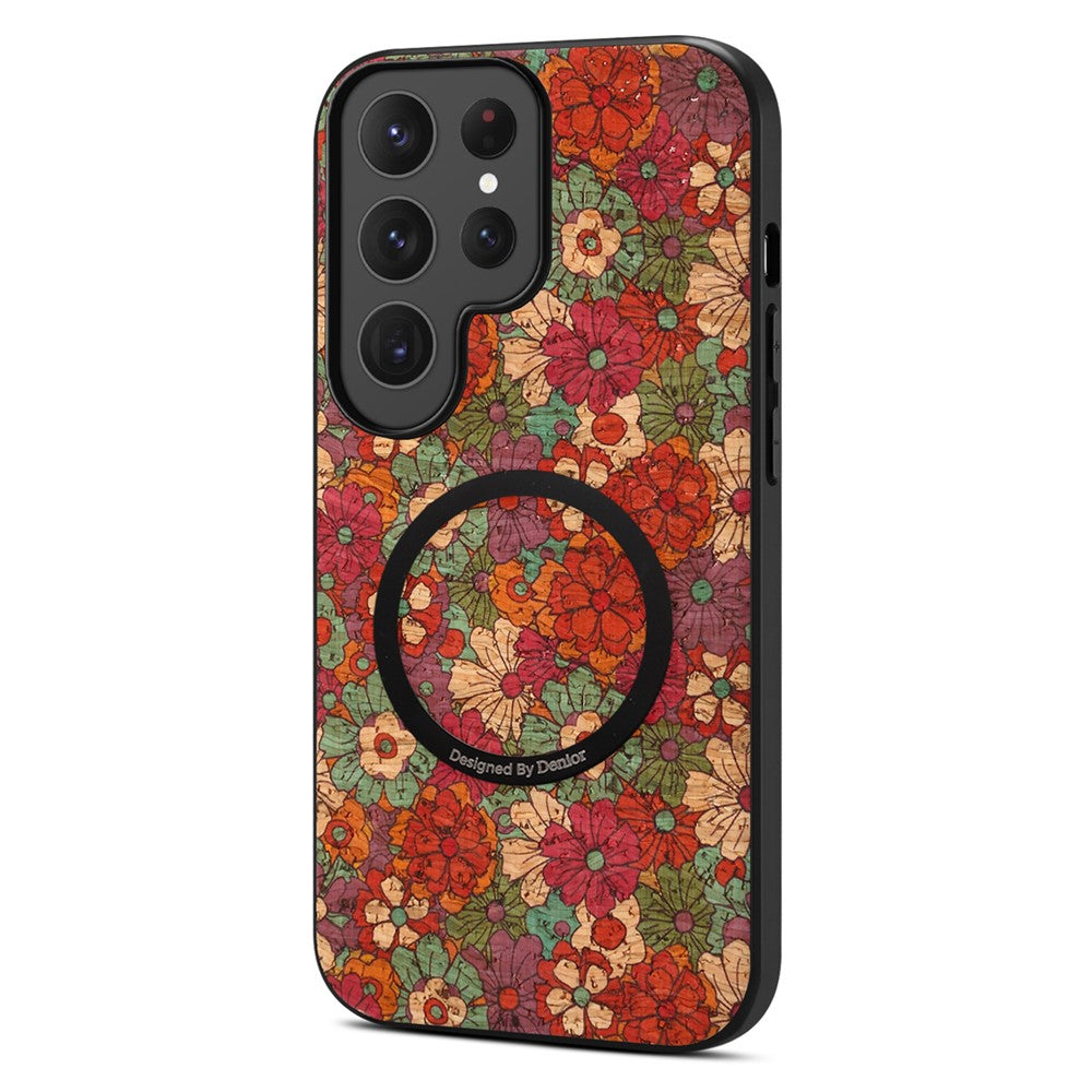 For Samsung Galaxy S26 Ultra Magnetic Phone Case Floral Pattern PU Leather TPU Protective Cover