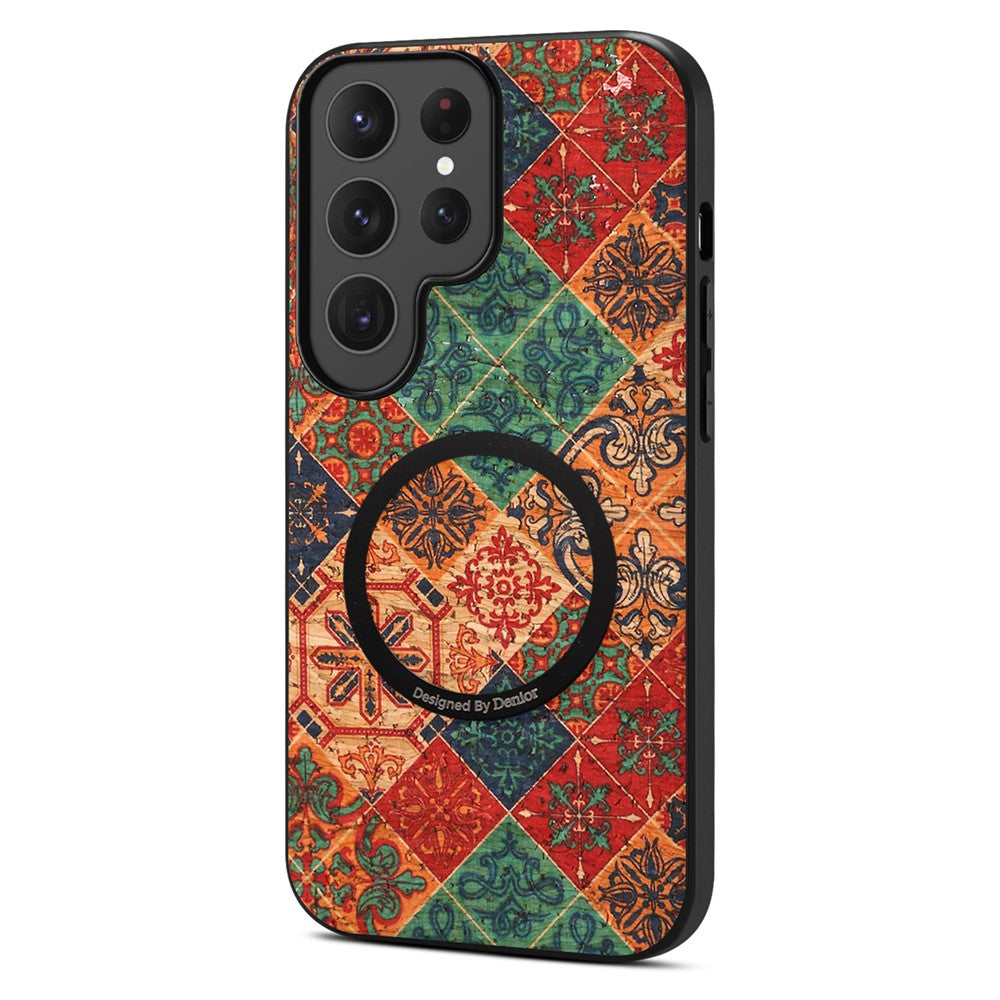 For Samsung Galaxy S26 Ultra Magnetic Phone Case Floral Pattern PU Leather TPU Protective Cover