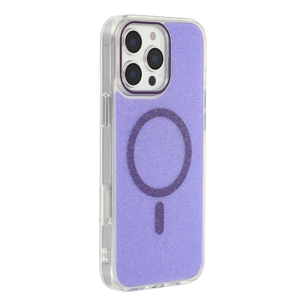 For iPhone 16 Pro Max Magnetic Case Glitter Clear PC TPU Protective Cover