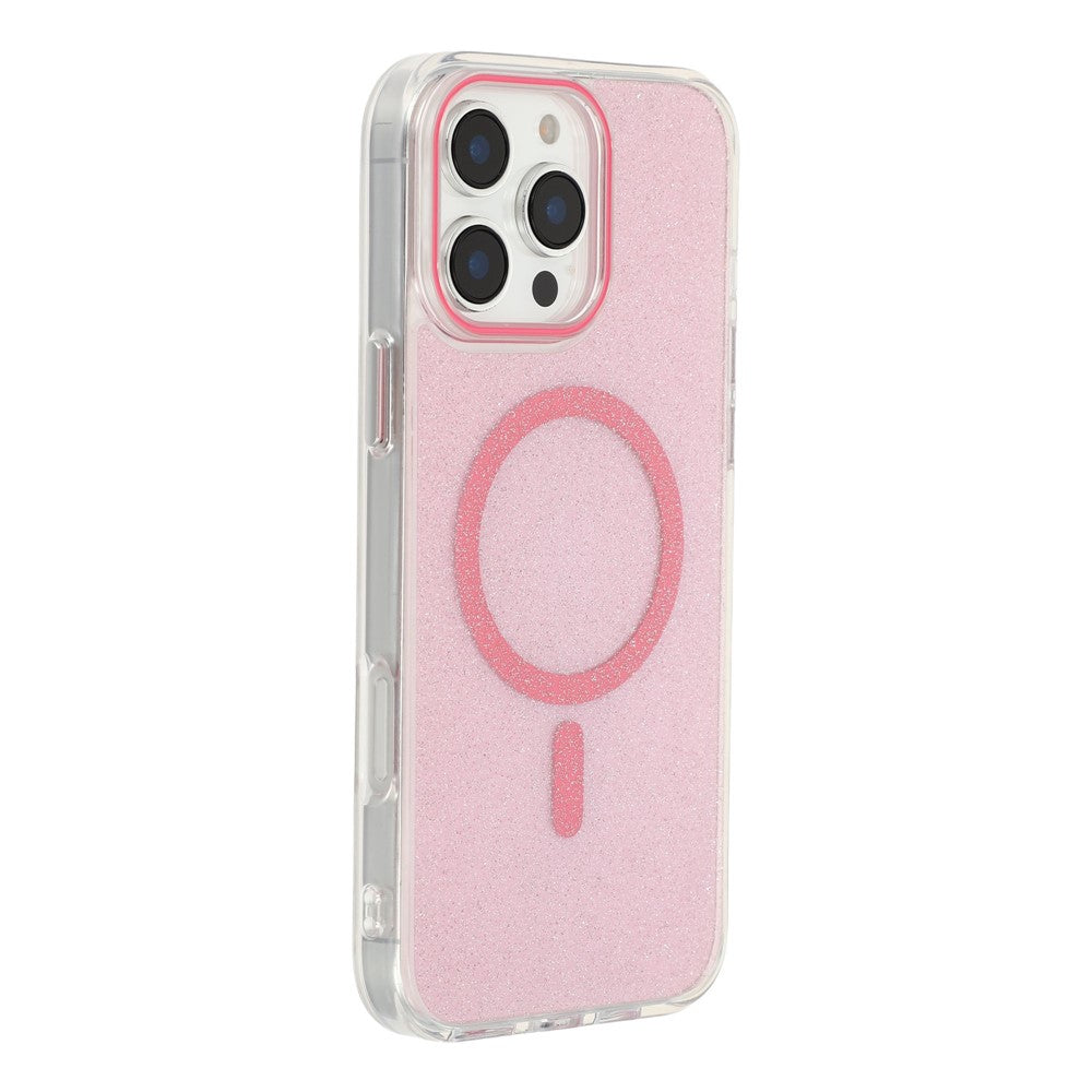 For iPhone 16 Pro Max Magnetic Case Glitter Clear PC TPU Protective Cover