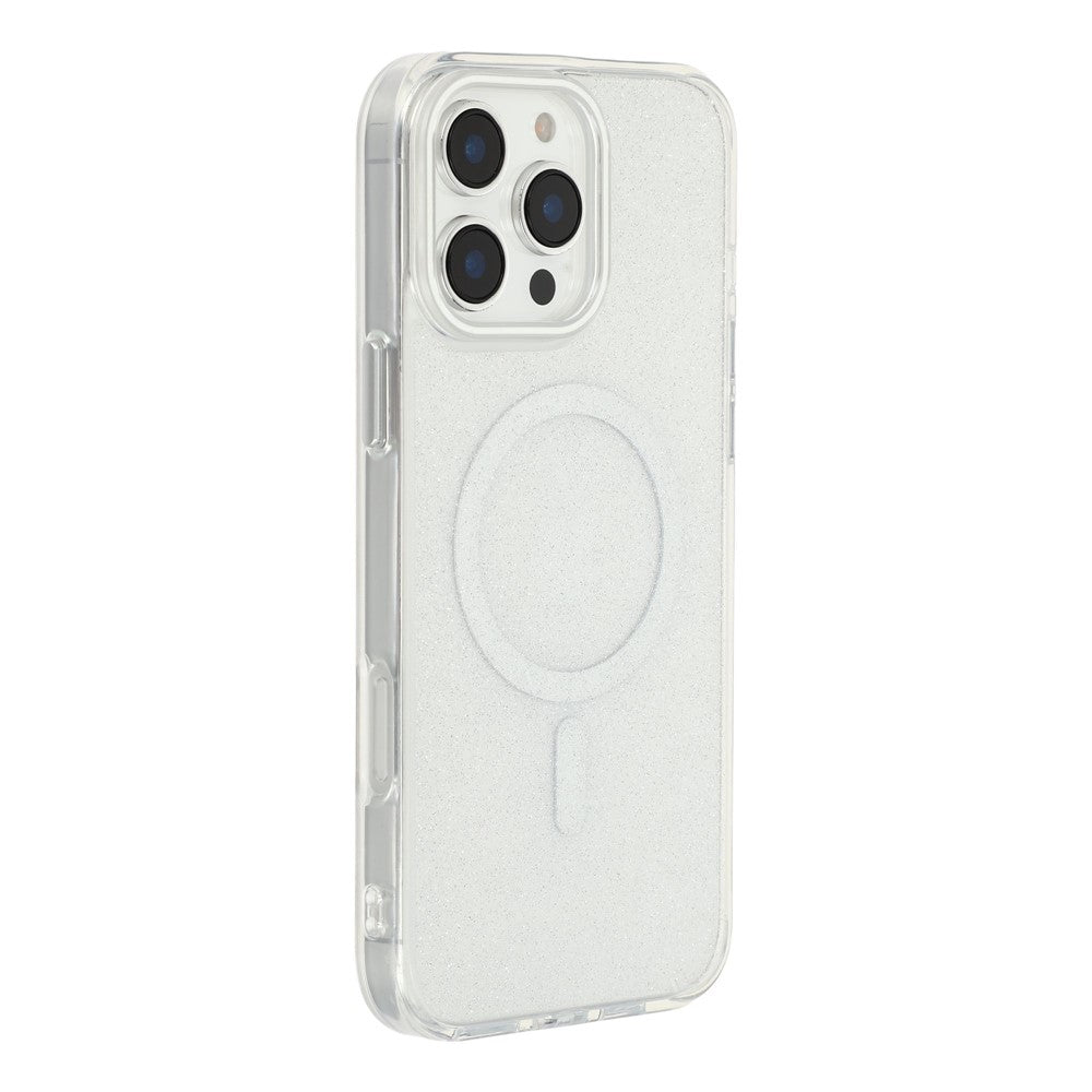 For iPhone 16 Pro Max Magnetic Case Glitter Clear PC TPU Protective Cover
