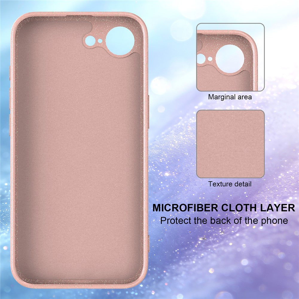 For iPhone 16e  /  17e Magnetic Case Glitter TPU Shockproof Phone Cover with Lanyard