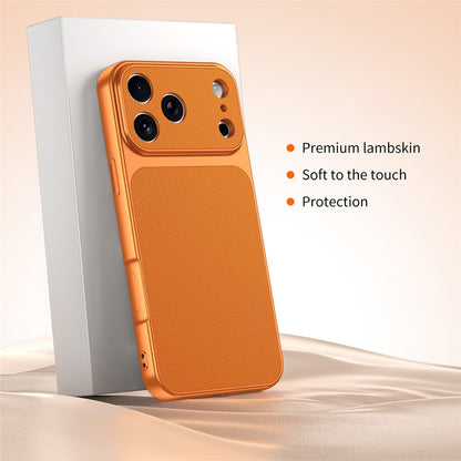For iPhone 17 Pro Max Phone Case Lambskin Texture PC TPU PU Leather Shockproof Protective Cover