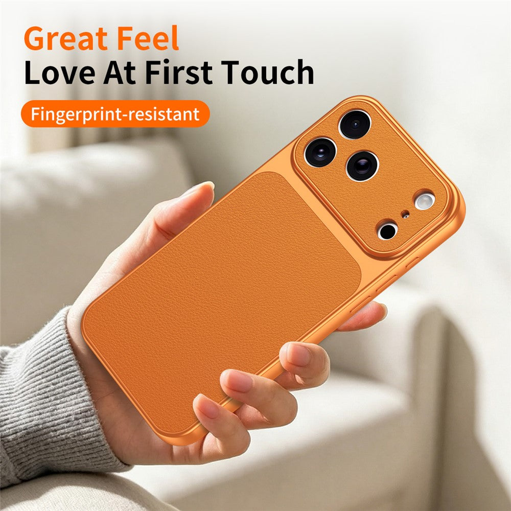 For iPhone 17 Pro Max Phone Case Lambskin Texture PC TPU PU Leather Shockproof Protective Cover