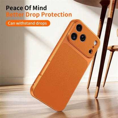 For iPhone 17 Pro Max Phone Case Lambskin Texture PC TPU PU Leather Shockproof Protective Cover