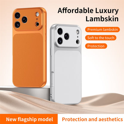 For iPhone 17 Pro Max Phone Case Lambskin Texture PC TPU PU Leather Shockproof Protective Cover