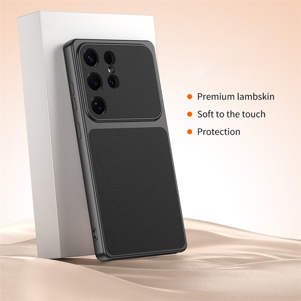 For Samsung Galaxy S25 Ultra Phone Case Lambskin Texture PC TPU PU Leather Shockproof Protective Cover