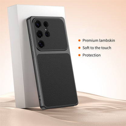 For Samsung Galaxy S25 Ultra Phone Case Lambskin Texture PC TPU PU Leather Shockproof Protective Cover