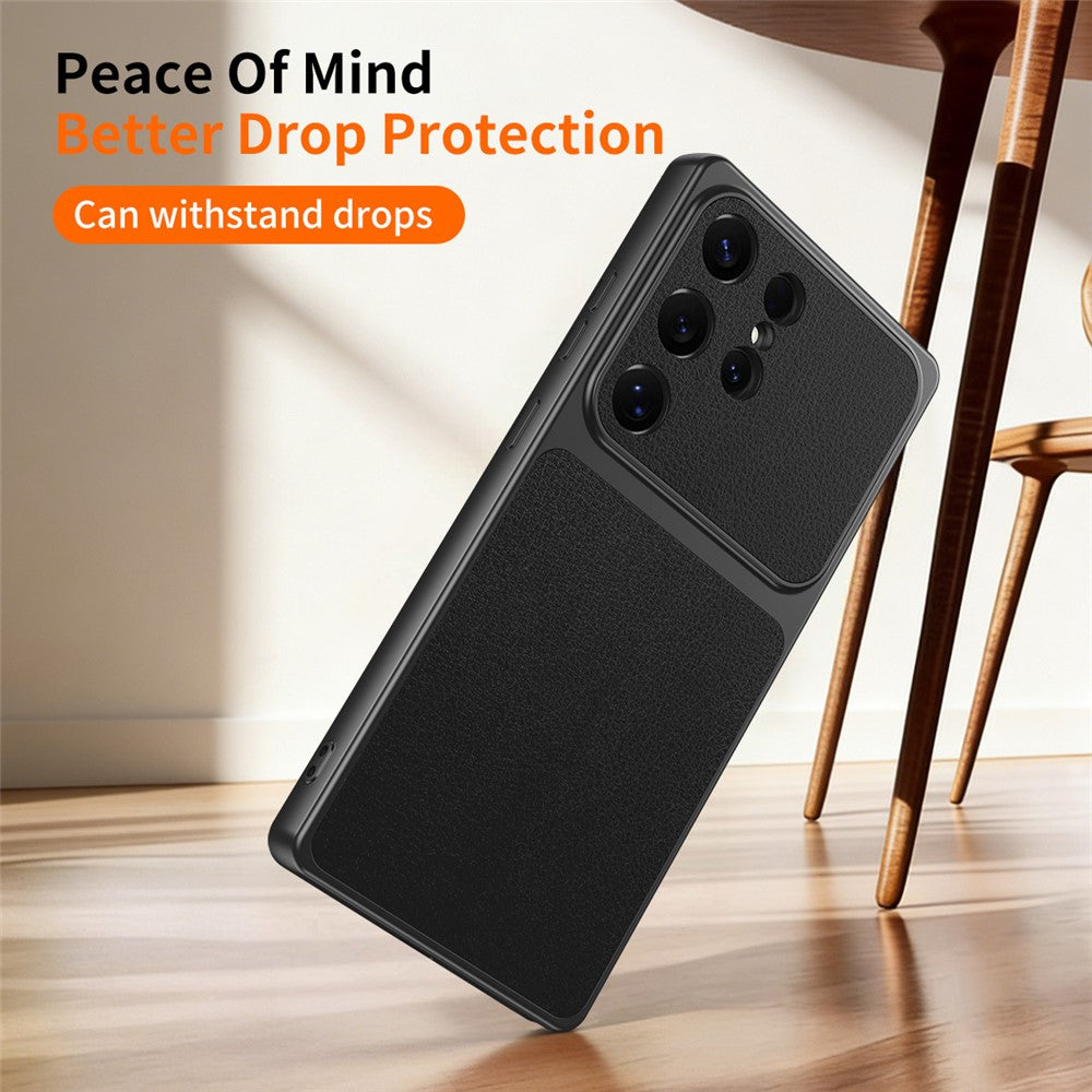 For Samsung Galaxy S25 Ultra Phone Case Lambskin Texture PC TPU PU Leather Shockproof Protective Cover